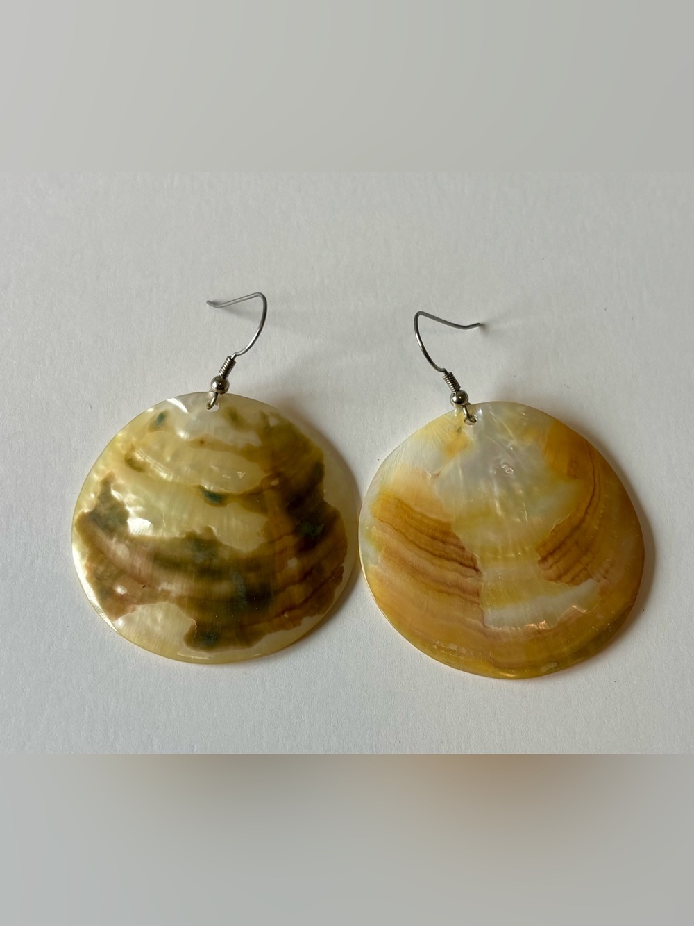 Handcrafted Yellow Shell Disc Drop Earrings